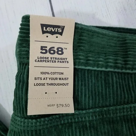 Levis 568 Courdary Loose Straight Carpenter Pants Mens Size 32x30 - Green - Picture 4 of 5
